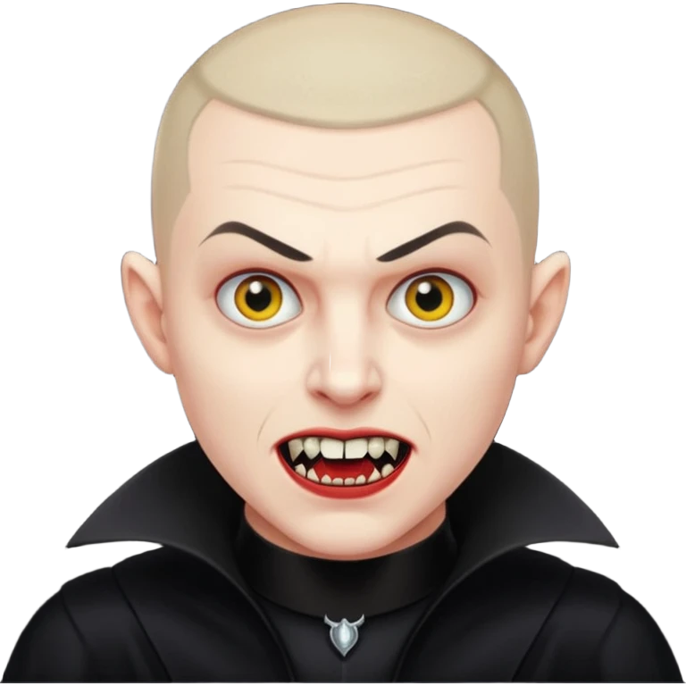 vampire with fangs and buzz cut black  emoji