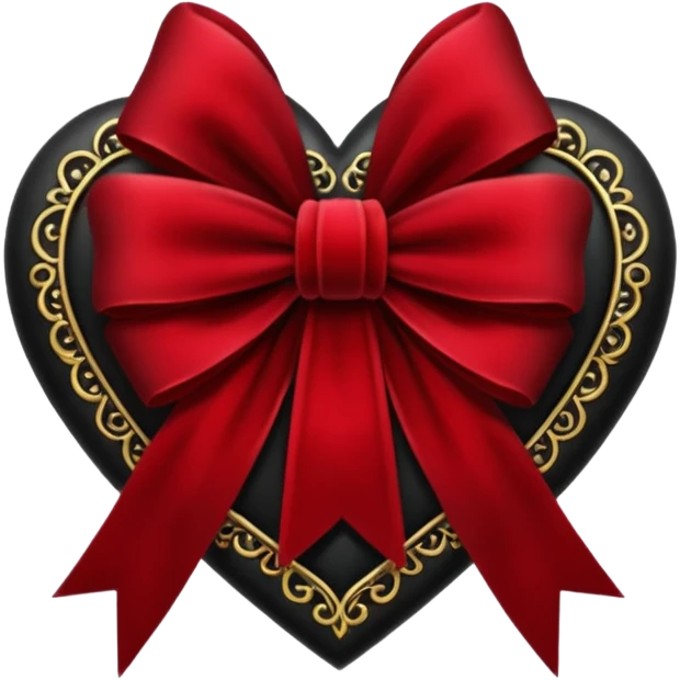 heart with a velvet bow, goth emoji