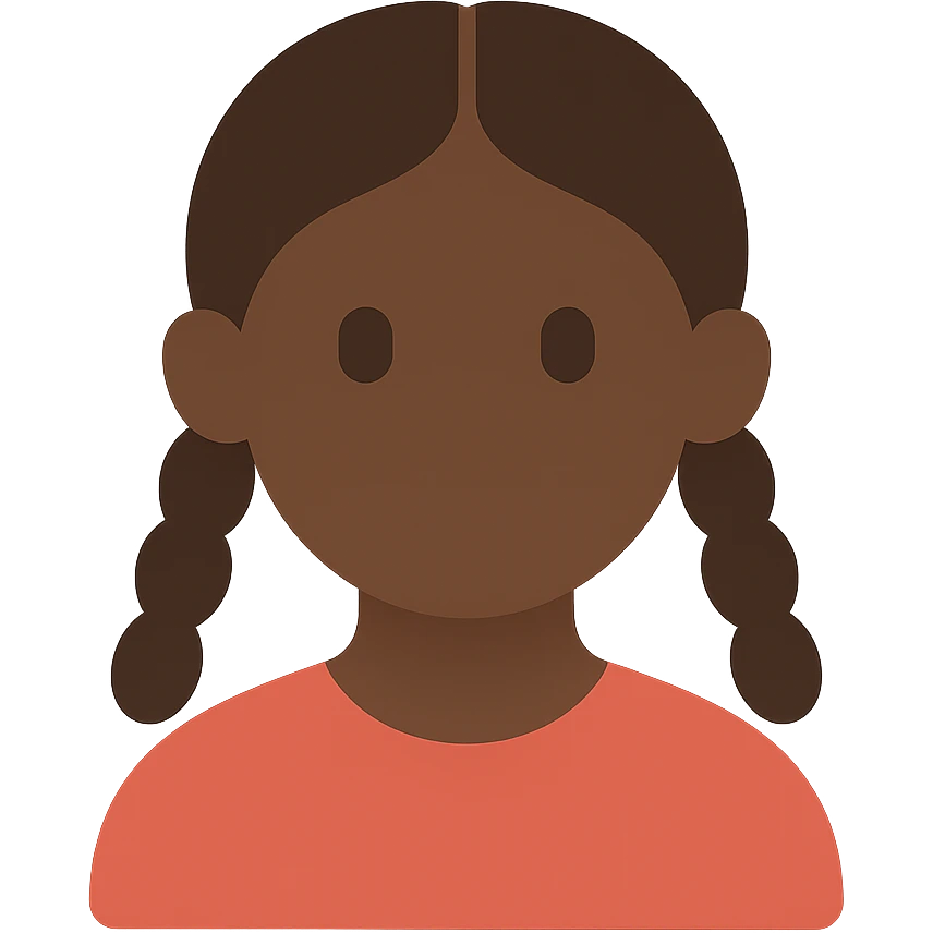 dark skin girl with braids wearing a red shirt emoji
