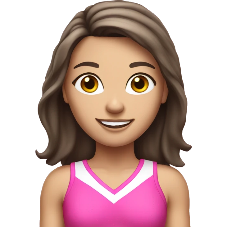 Brunette Caucasian cheerleader in pink emoji