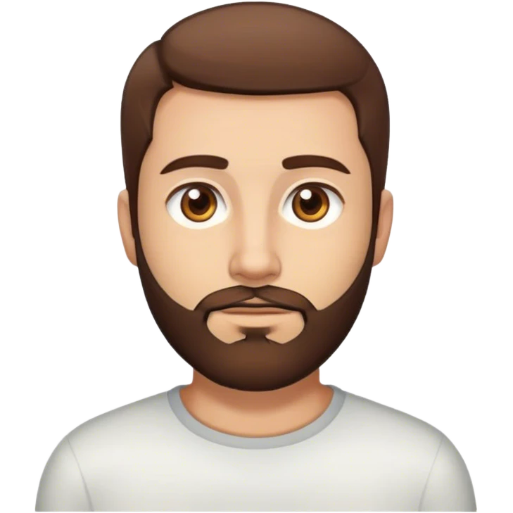 short straight hair, common short beard, brown eyes, brown hair emoji
