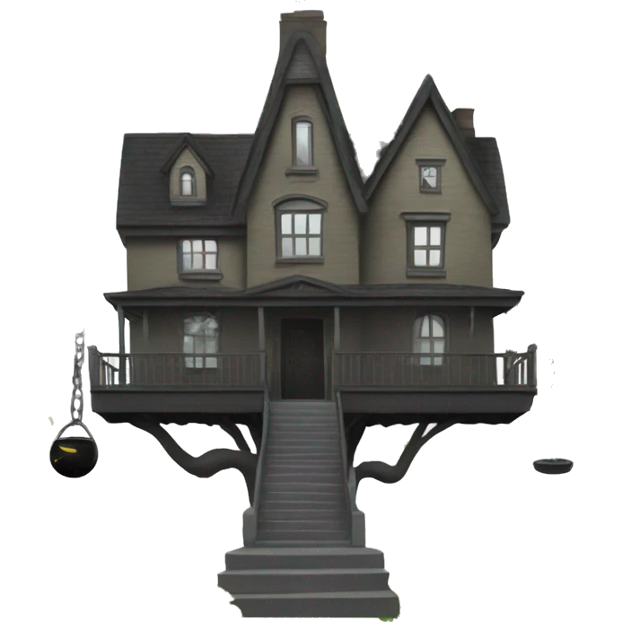 Addams House. Wednesday is on the swing  emoji
