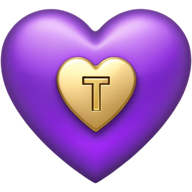 The golden Letter “t” inside a Purple Heart emoji