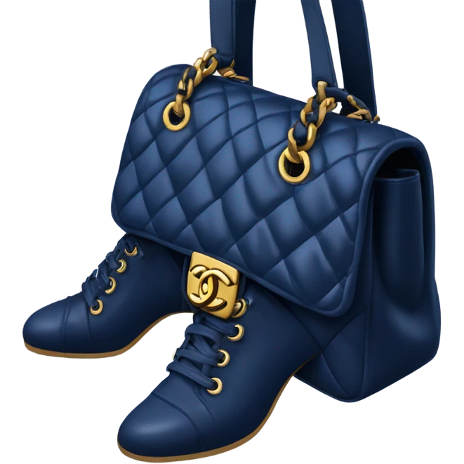 Dark blue classic chanel bag with legs emoji