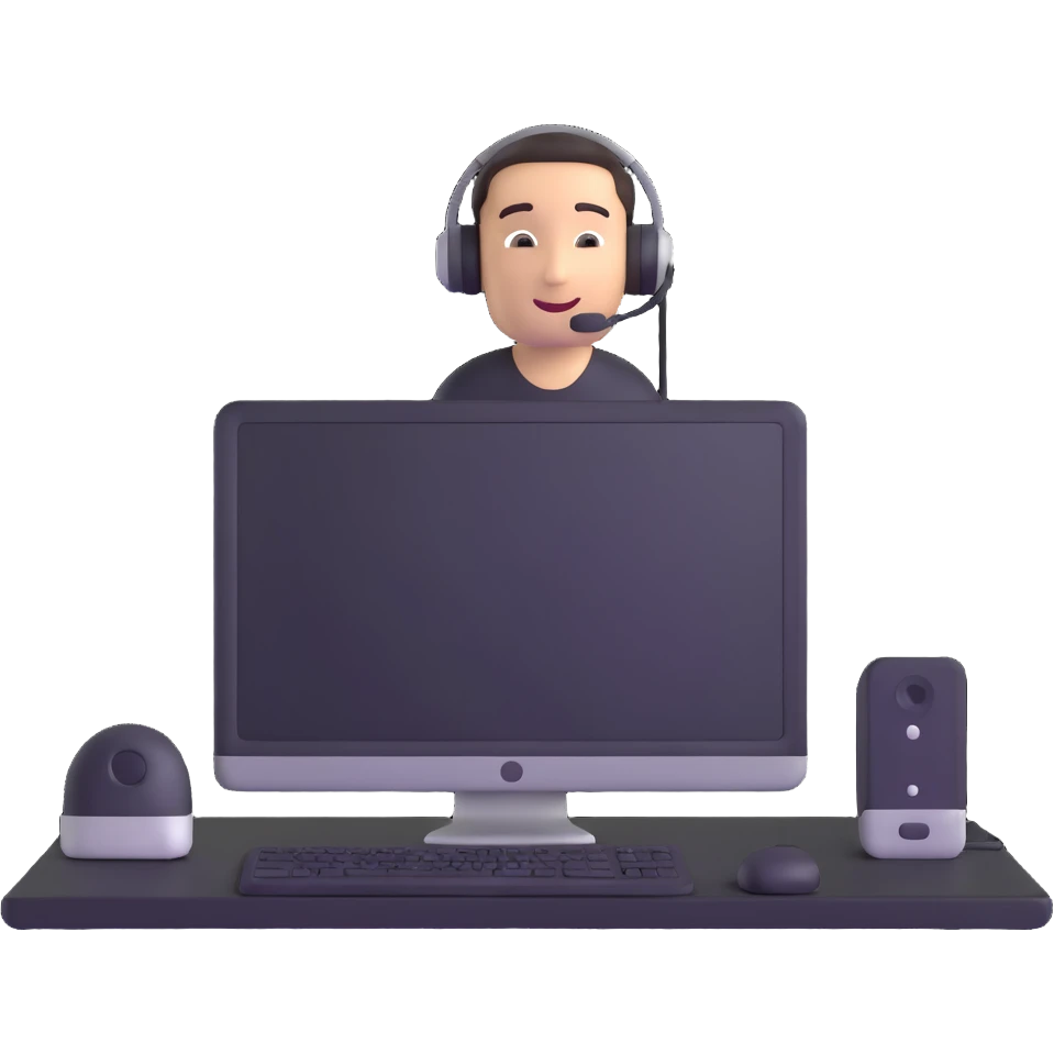 person streaming on webcam with computer emoji