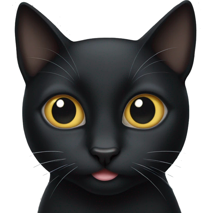 black cat with half white mouth emoji