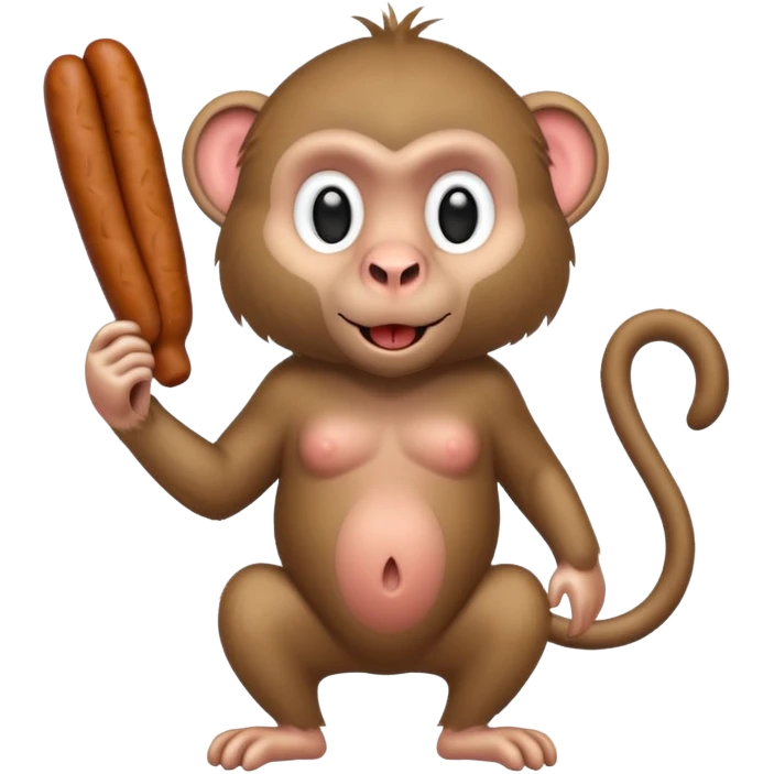 Baboon sticking a sausage in its butt emoji