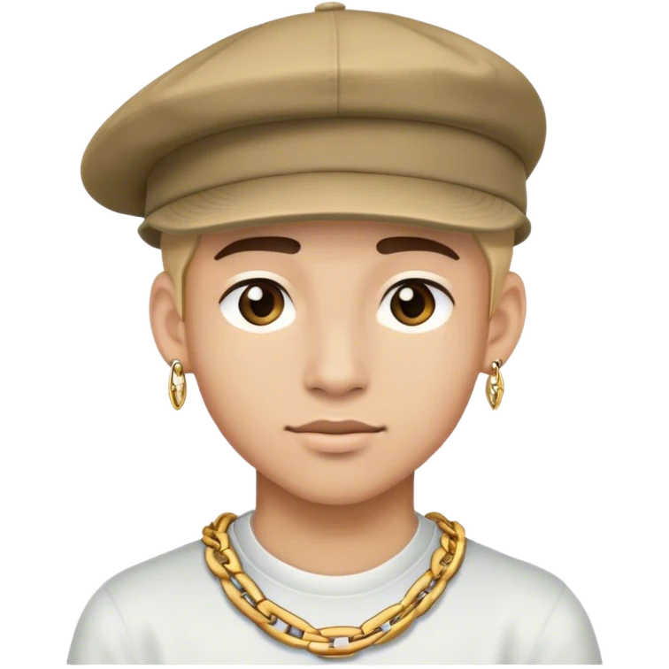 Joven de gorra cadena y aretes  emoji