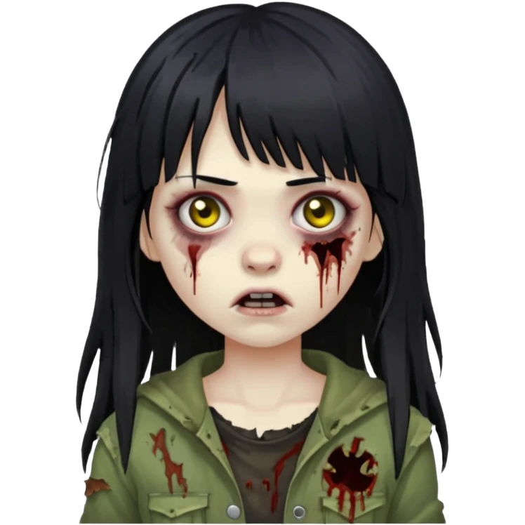 girl zombie with black long hair and bangs emoji