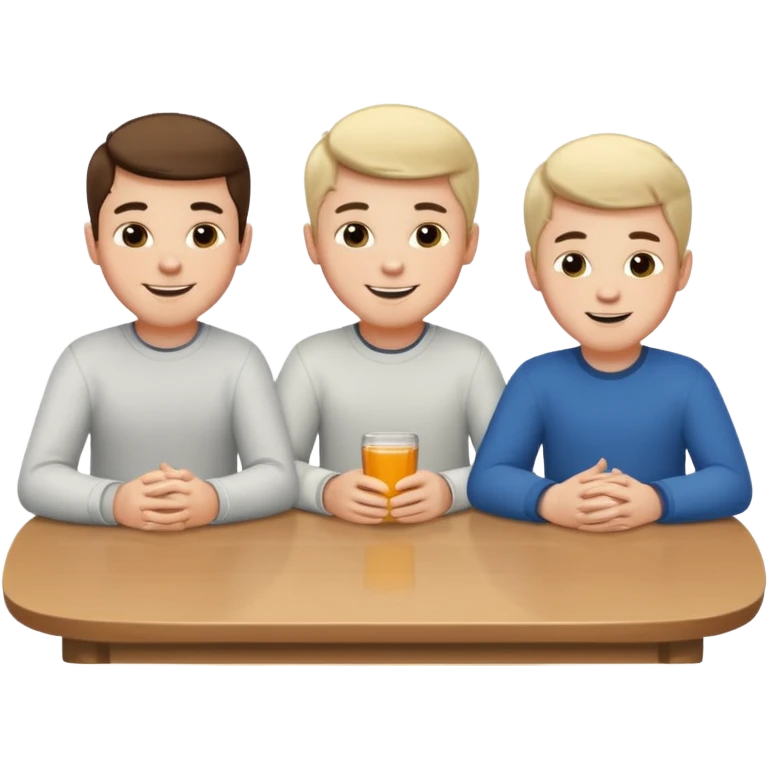 3 white boys sitting at a table emoji