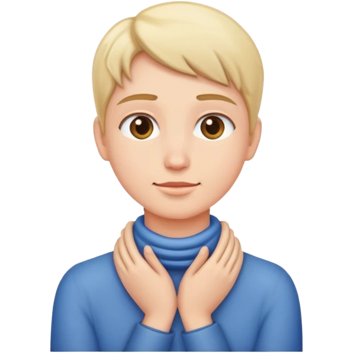A person putting hands around neck emoji