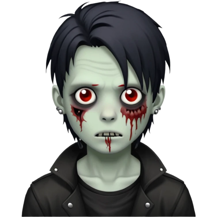 zombie boy with black anime wolfcut medium long hair and piercings emoji