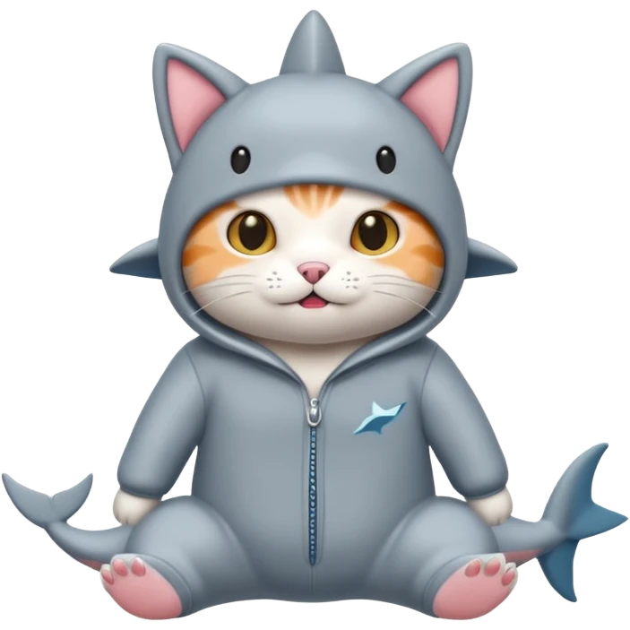 Cat wearing a shark onesie  emoji