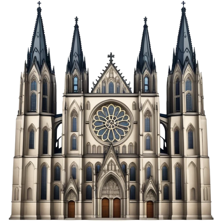 Cinematic Realistic Cologne Cathedral Landmark Emoji, showcasing Gothic architecture rendered with detailed stone textures and majestic, dynamic lighting. emoji