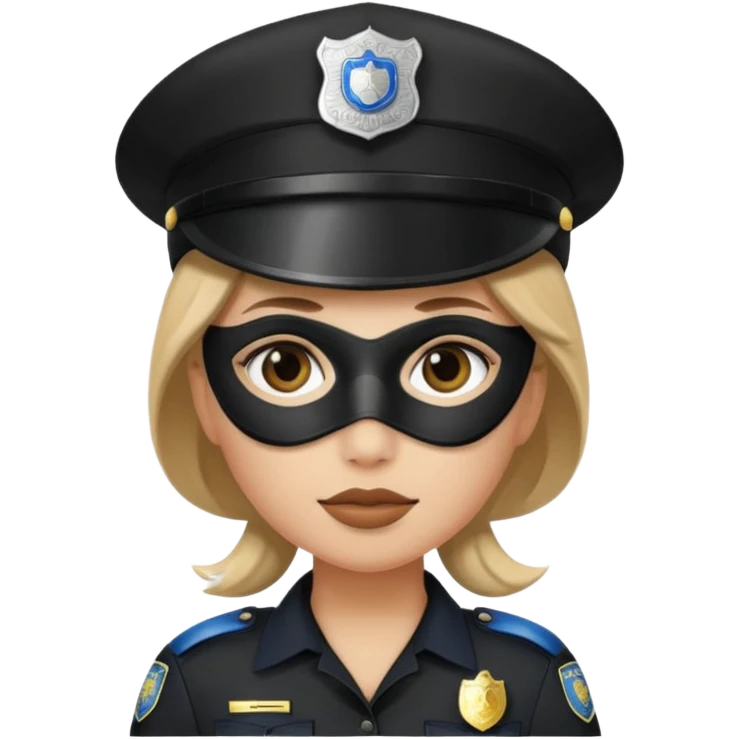thief with police hat, thief mask, thief black dress. emoji