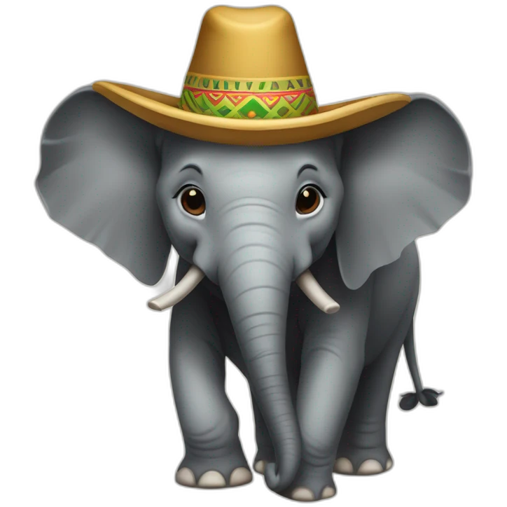 Borneo pygmy elephant wearing sombrero emoji