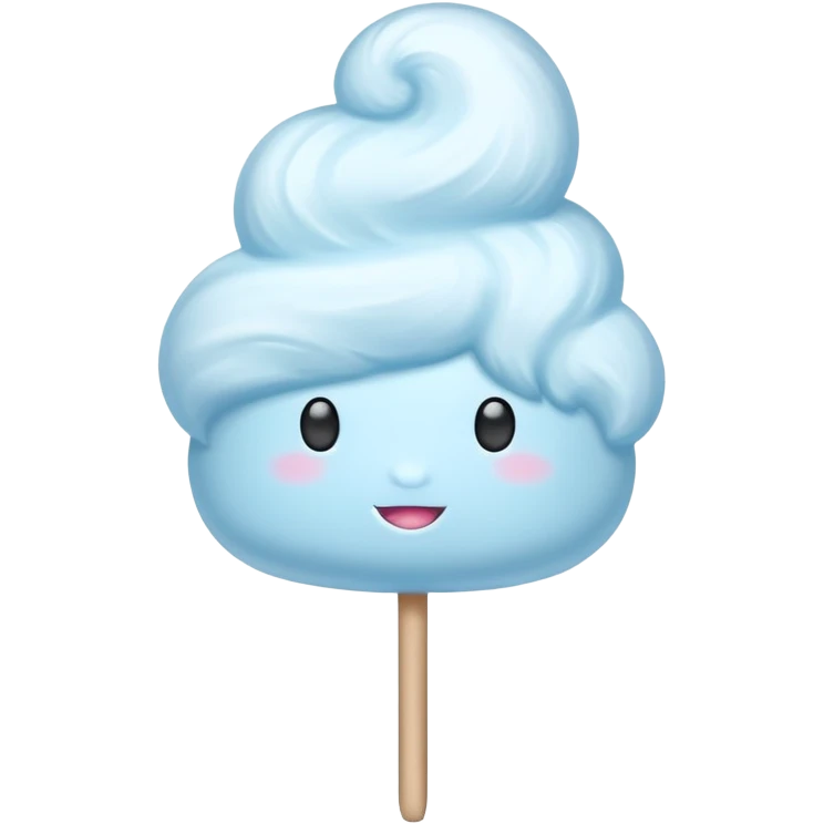 fluffy pastel blue cotton candy on a stick emoji