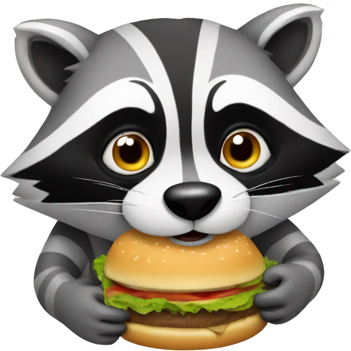 racoon eating a hamburger  emoji