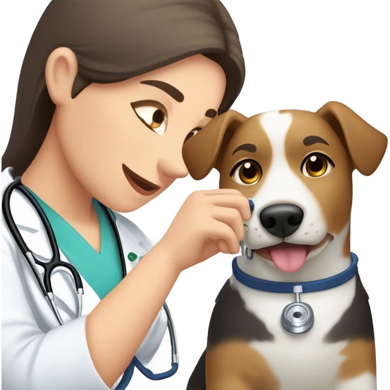 Vet nurse checking a heart rate on a dog  emoji