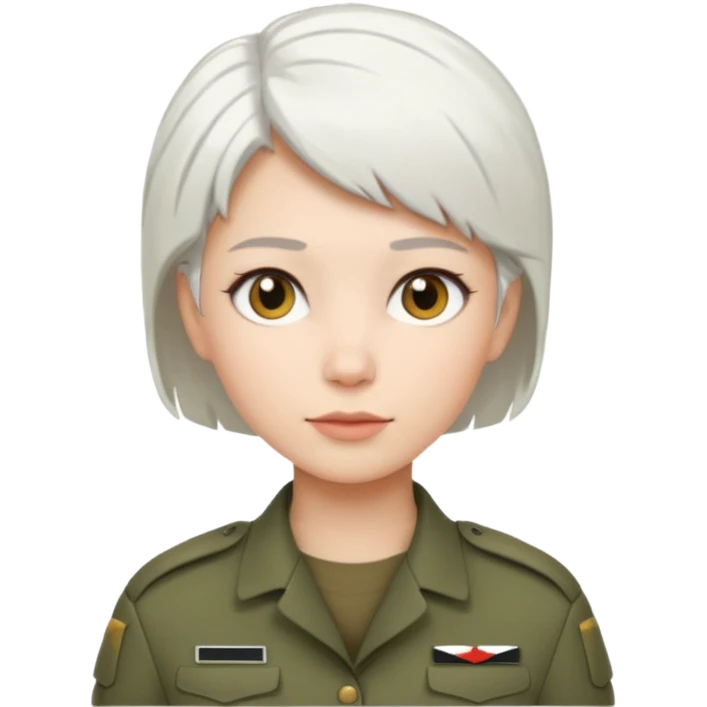 female soldier white hair style emoji