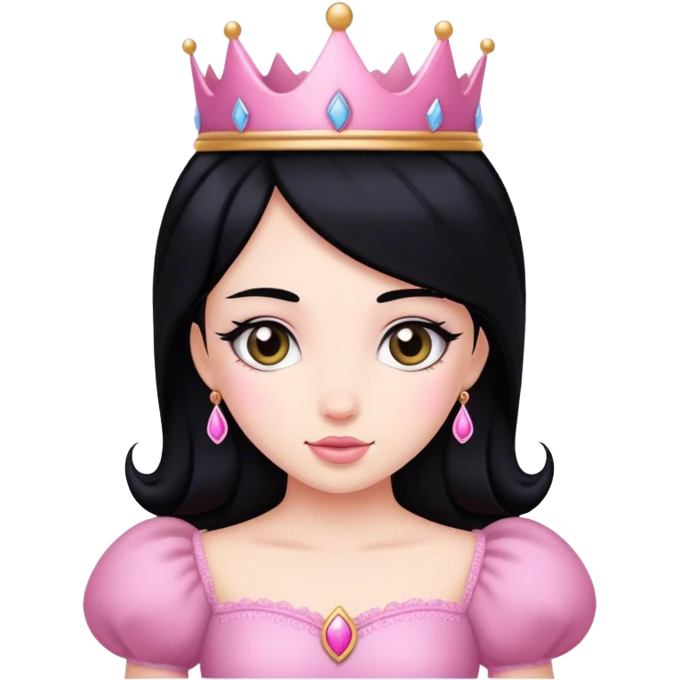Pink princess black hair  emoji