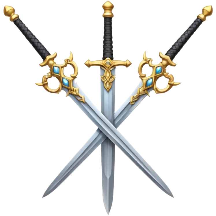 Fully golden two royal swords crossed emoji