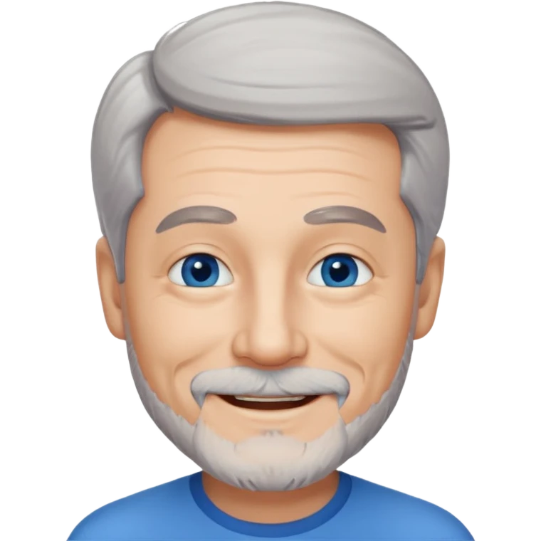 homme 60 ans cheveux gris en l'air petite barbe sourir emoji