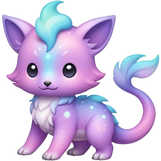 Cute adorable kawaii colorful pastel nebula fantasy animal hybrid Fakemon full body emoji