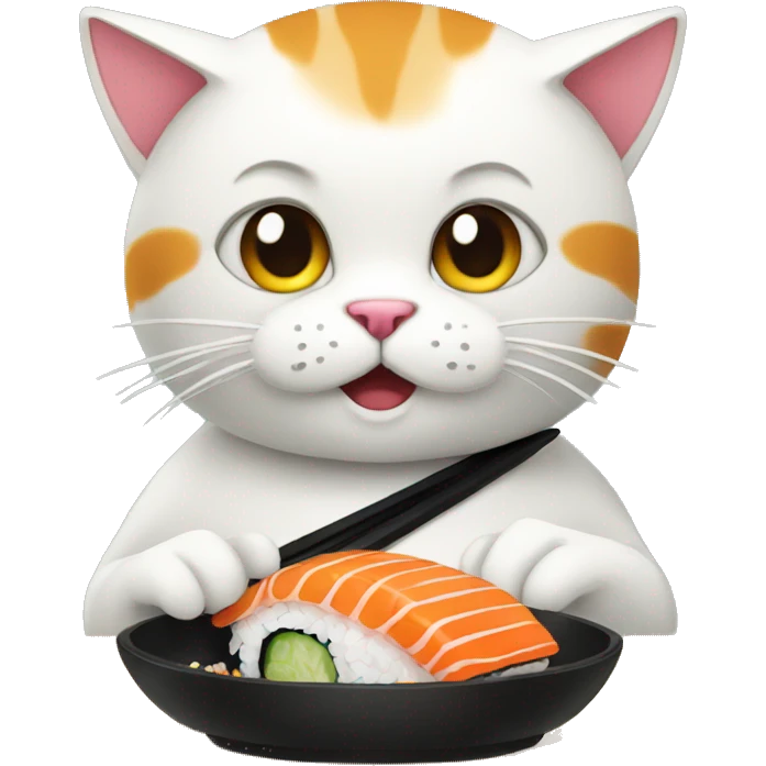 super cool cat eating sushi emoji