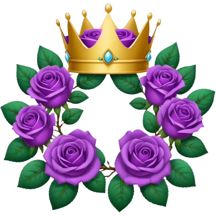 Purple rose with crown and a leaf wreath emoji