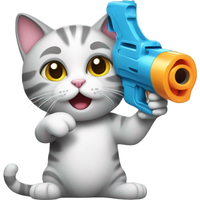 Cat with a water gun emoji