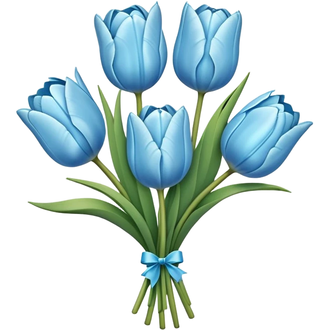 Light blue tulip bundle, cut emoji