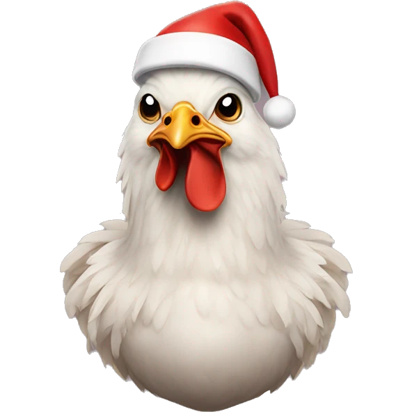 Chicken wearing santa clause hat emoji