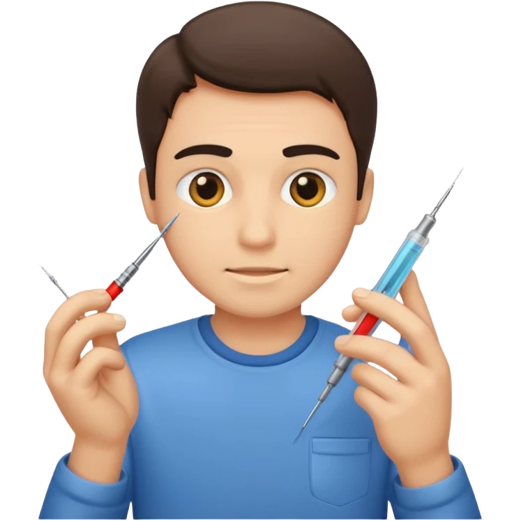 Guy injecting needle emoji