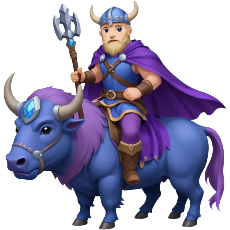 Purple Viking riding a blue bison emoji