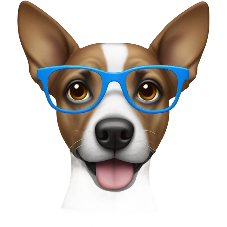 Dog wearing blue glasses emoji