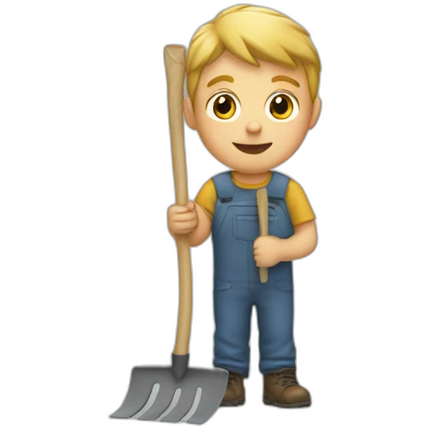 white kid holding a rake emoji