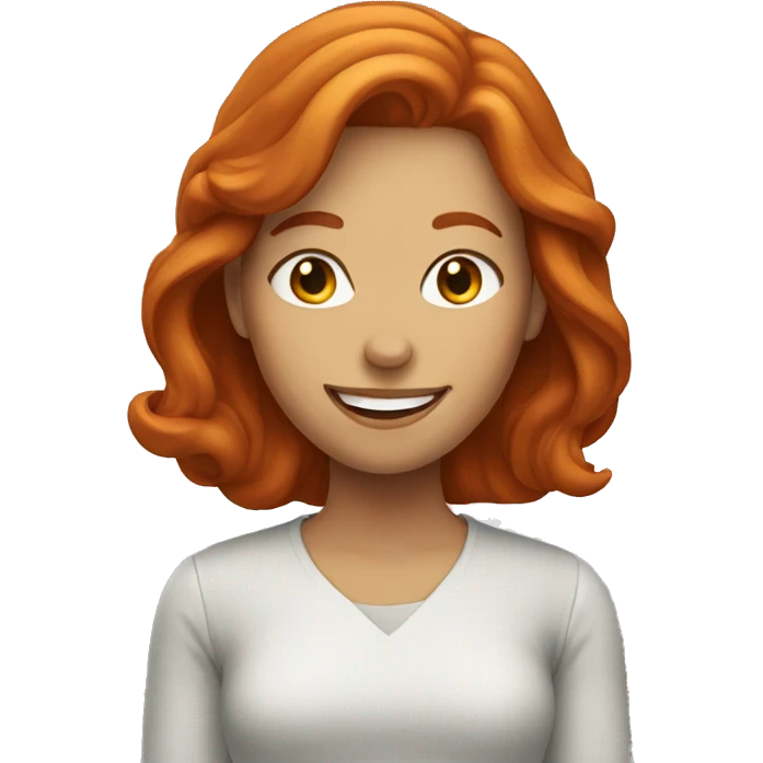 Redhead woman with smile emoji