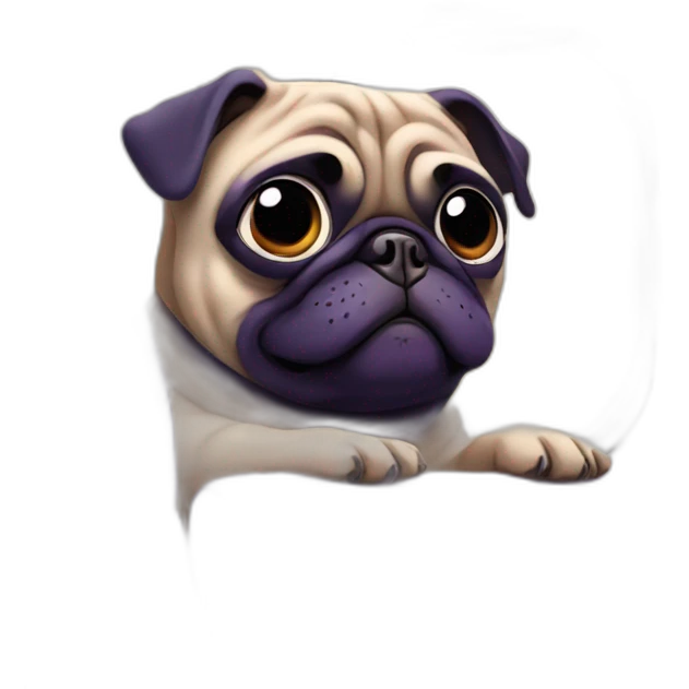 Purple pug on the plane emoji