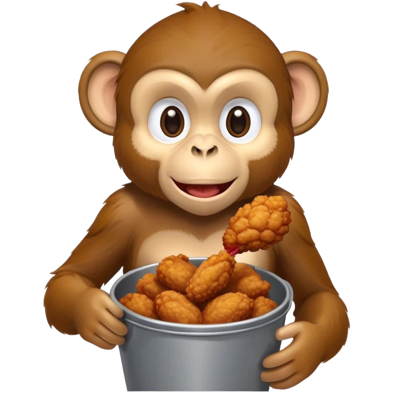 Monkey eating a bucket of fried chicken ￼ emoji
