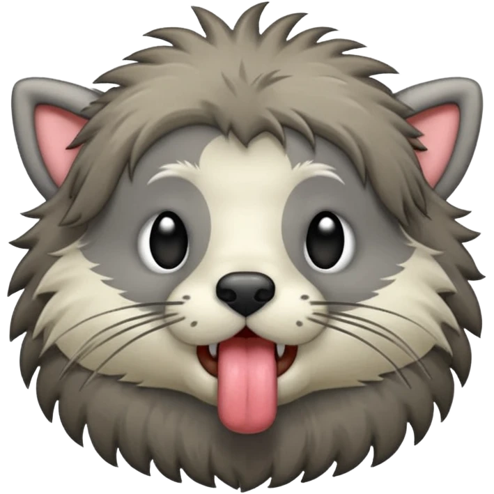 A thrunbo from the game rimworld. Front view, sticks the tongue out and licks emoji