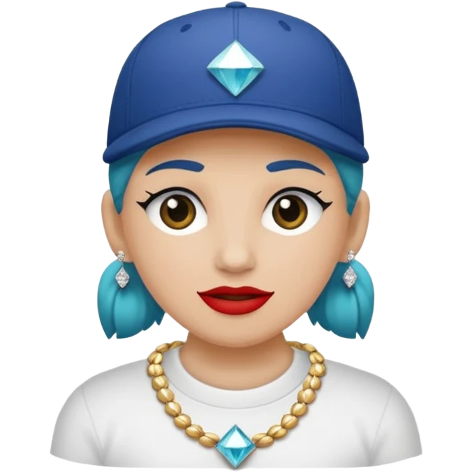 🥷🏻 crea un emojin de como el que está ay pero con gorra marca adida y un collar de diamantes ponle tatuaje en la cara y en la boca ponle brazos emoji