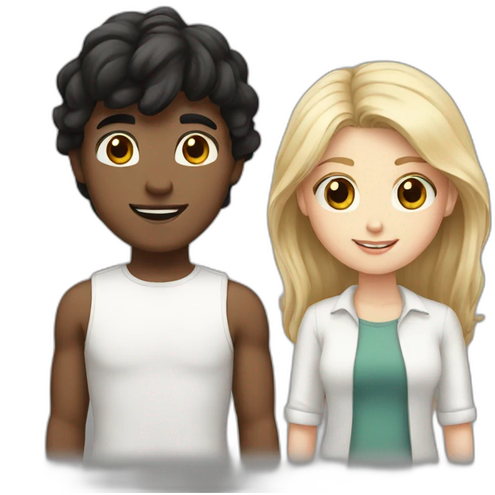 One white boy with black hair and white girl with brown hair emoji