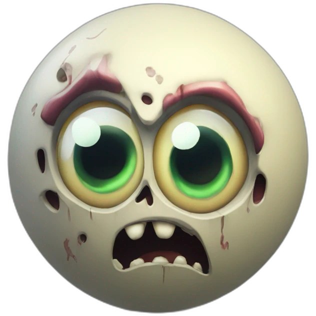 3d sphere with a cartoon Zombie skin texture with big beautiful eyes emoji