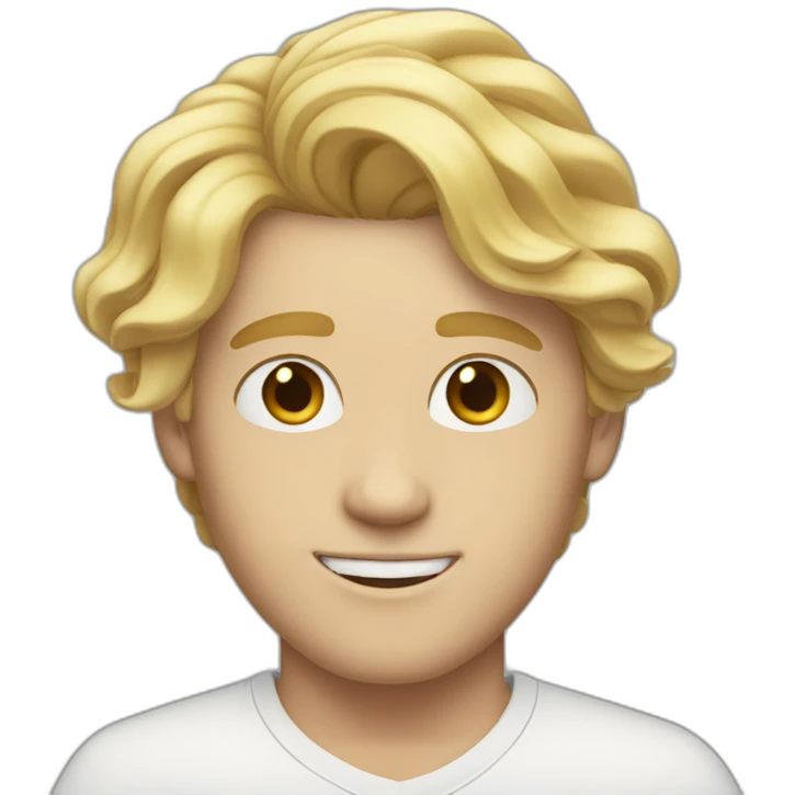 21 year old white male with blonde short middle part flowing hair emoji