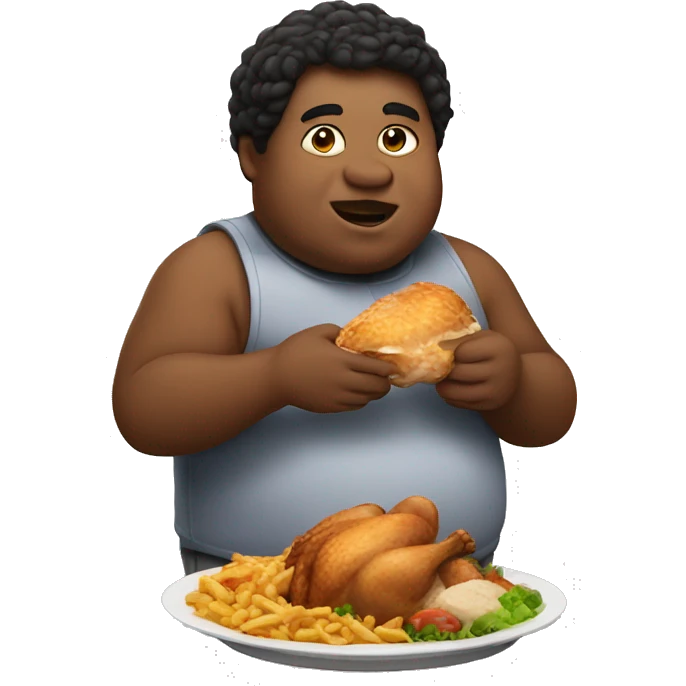 Big fat boy eating chicken emoji