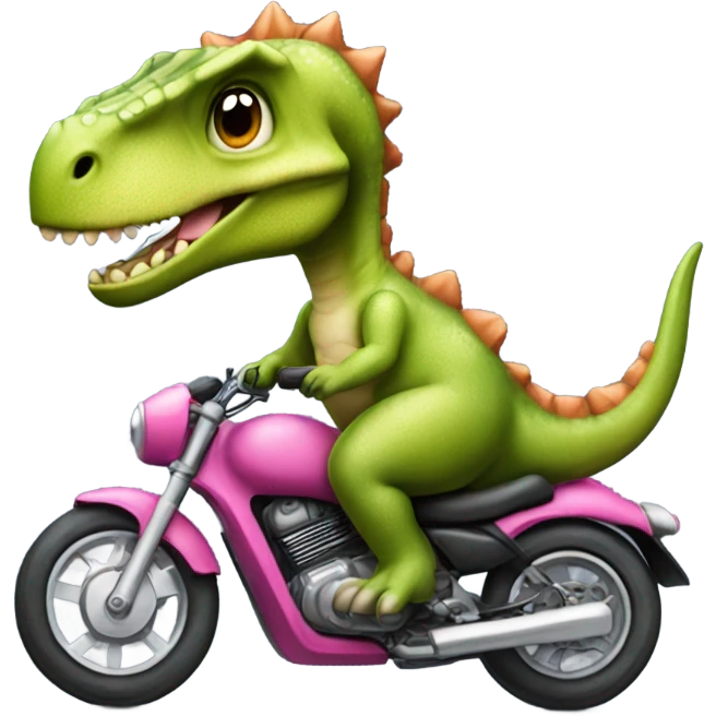 Dinosaure sur une moto avec un tutu emoji