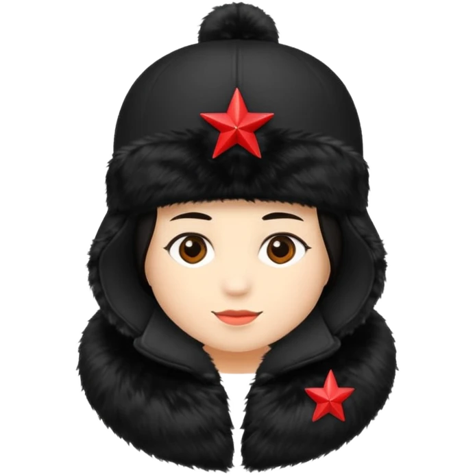 Black ushanka with a red star on it emoji