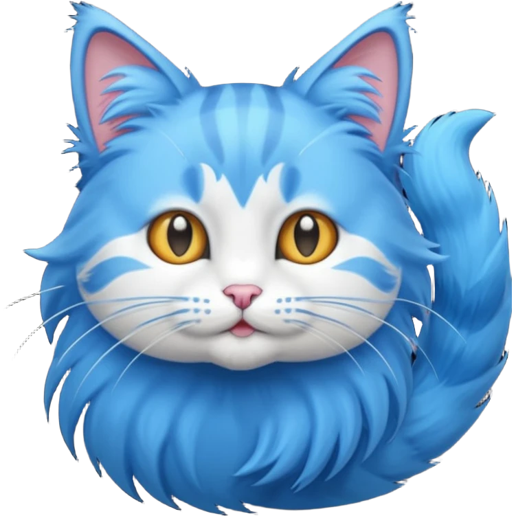 Cat with Fluffy Tails blue  emoji