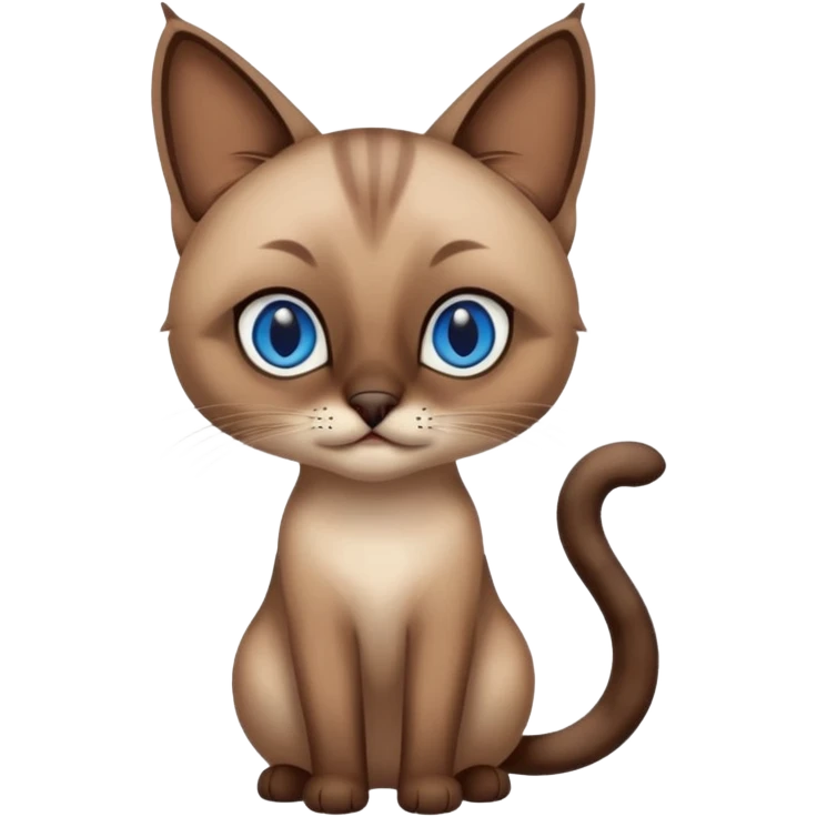 Brown siamese cat with blue squint eyes, full height emoji